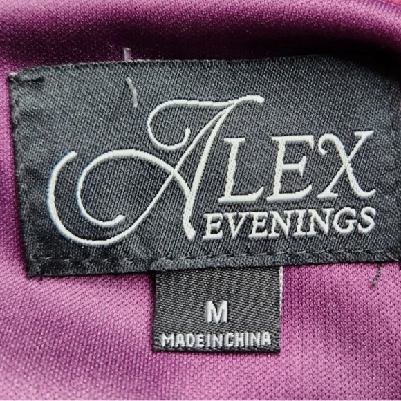 NWT Alex Evenings Tiered Ruffle Short Sleeve Top Purple Floral Shimmer Women's M - Picture 10 of 10